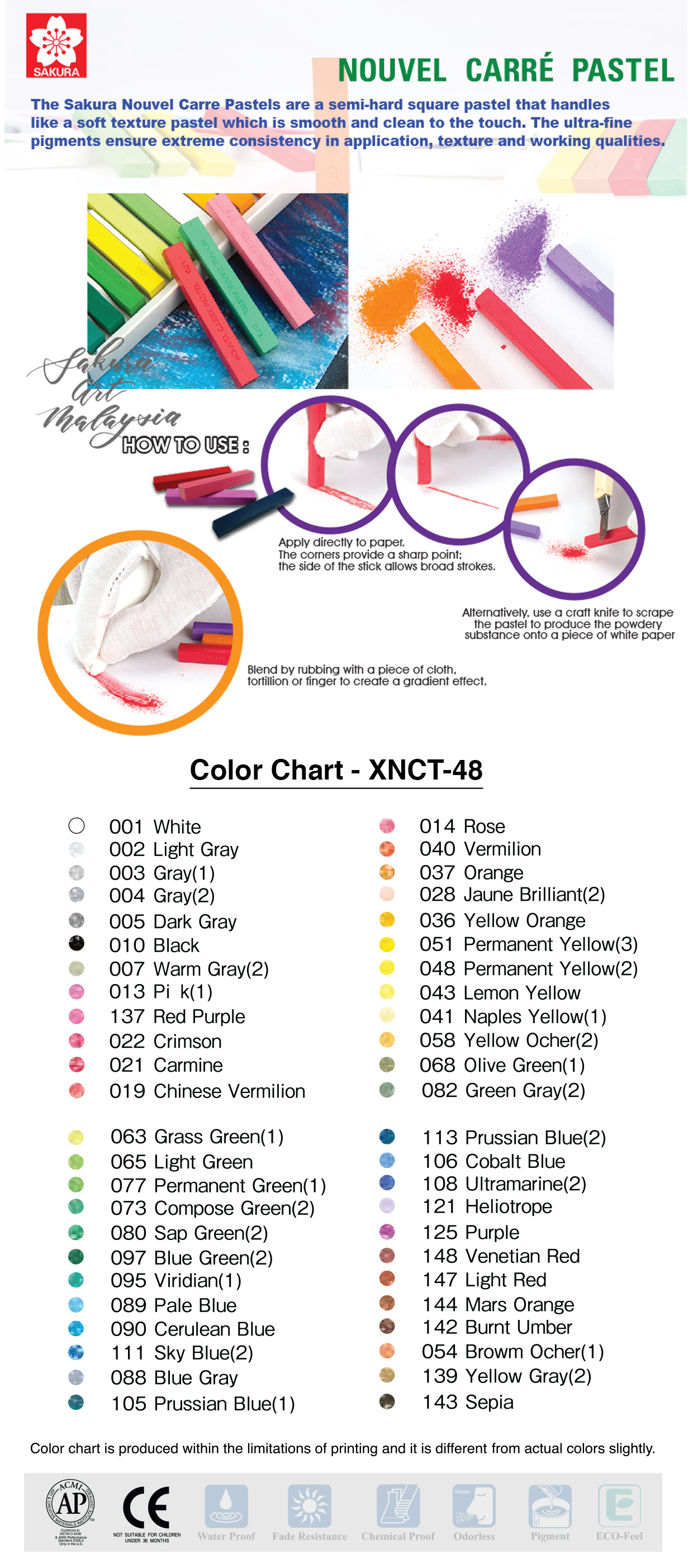 NOU CARRÉ PASTEL 48色セット ヌーベル]カレ-パステル (48色セット:NCT-48) | 額縁通販・画材
